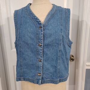 Blue Denim Button-Up Vest
